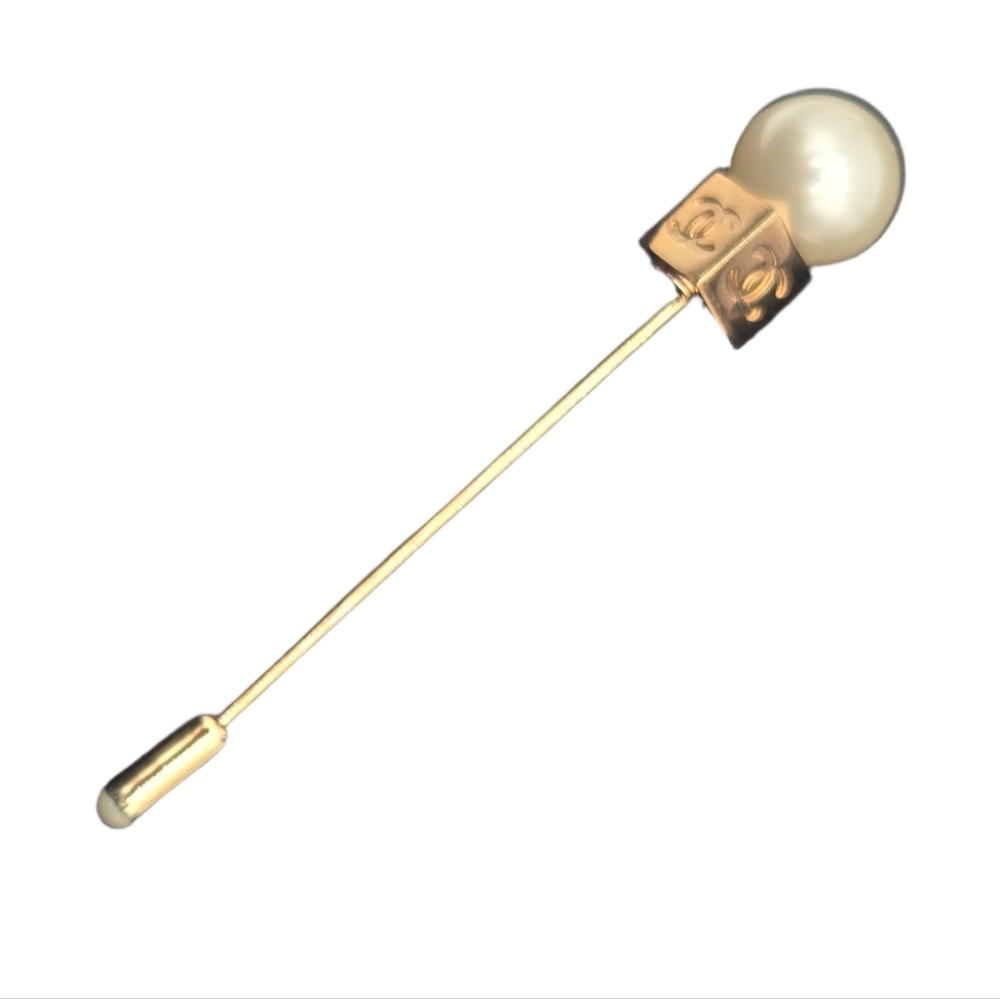 #22 - AUTHENTIC Chanel Gold Pin Brooch Golden - VINTAGE - Picture 6 of 13